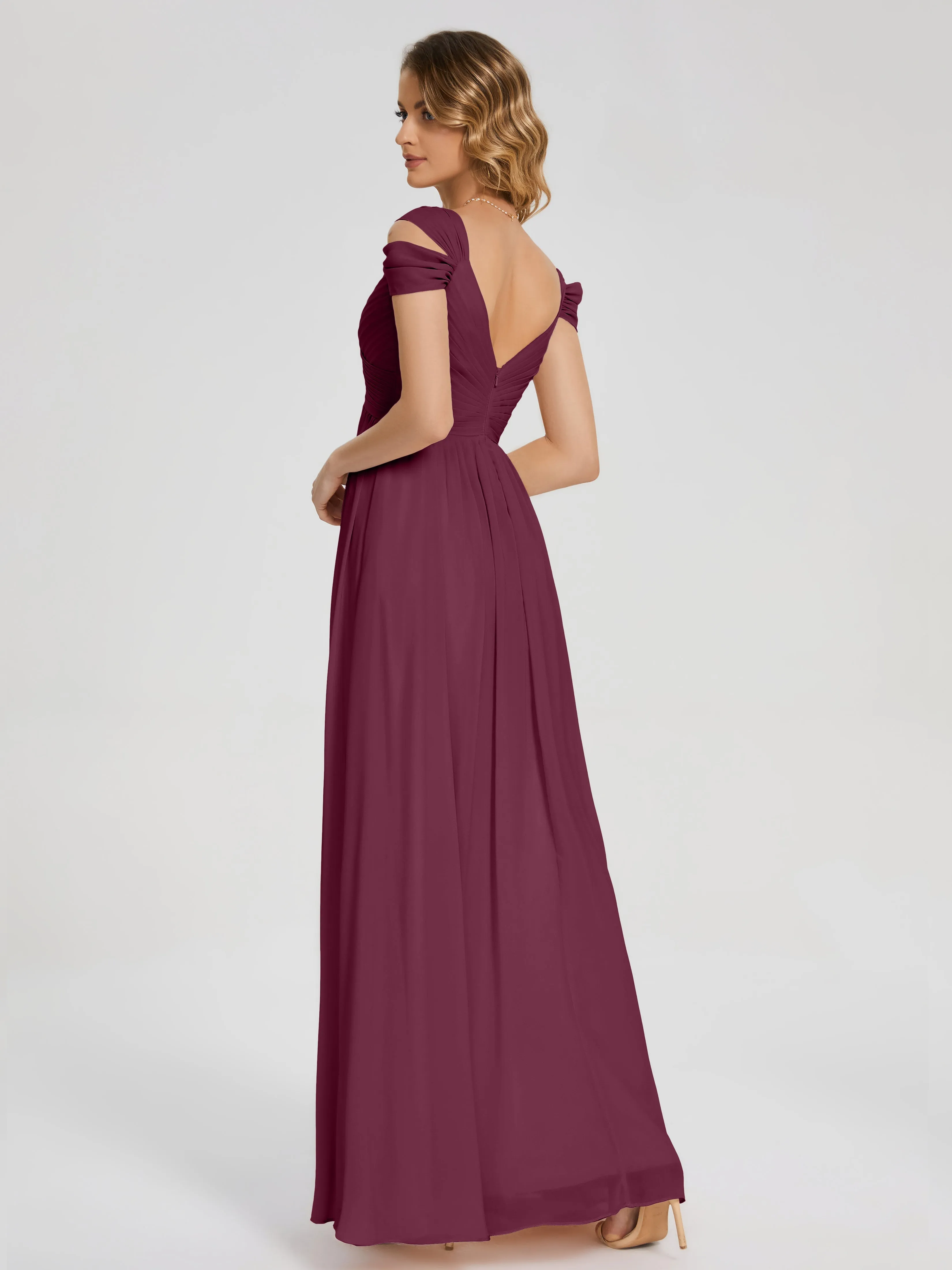 Mulberry Bridesmaid Charlee Flowy Split Chiffon Bridesmaid Dresses