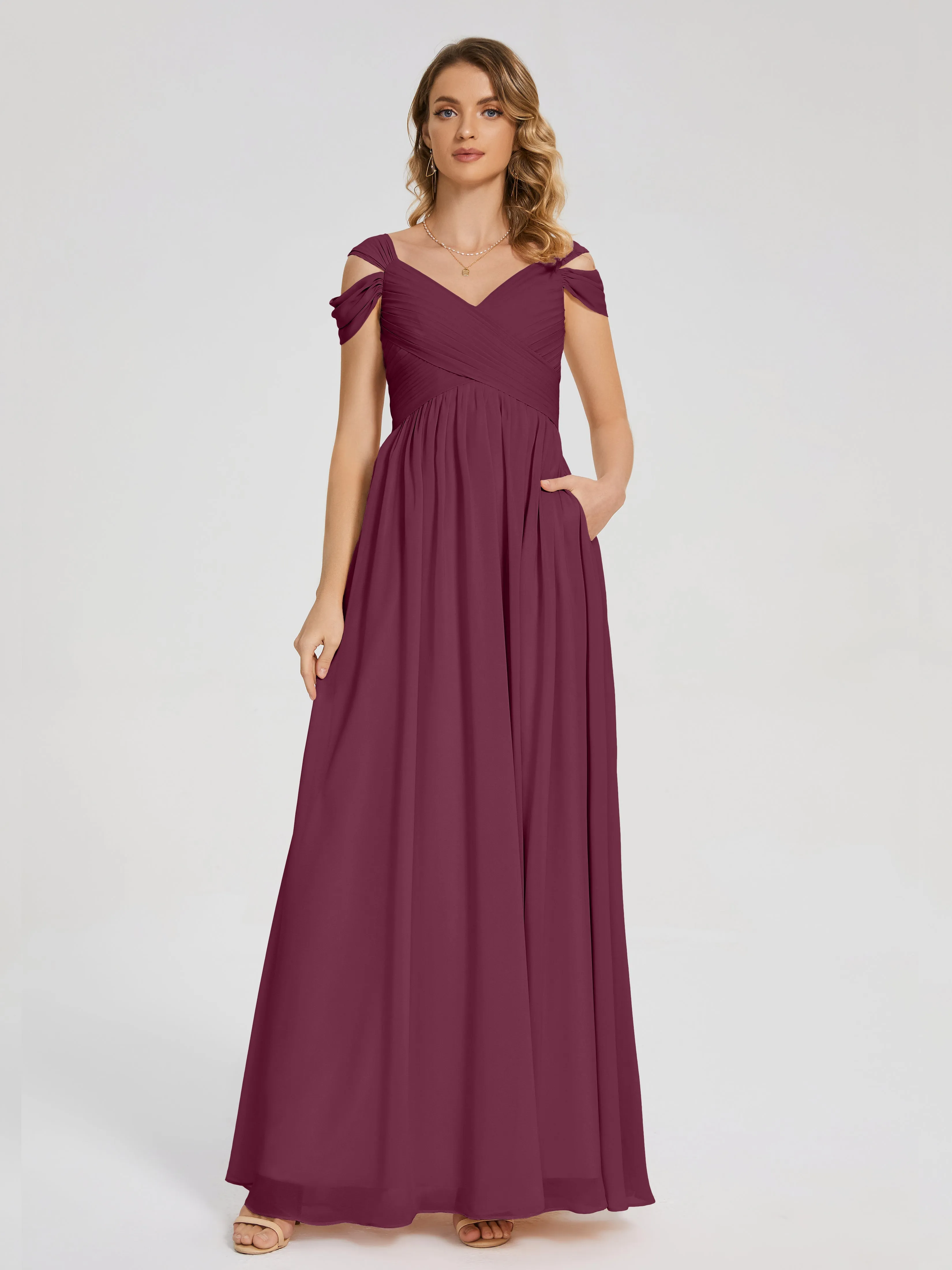 Mulberry Bridesmaid Charlee Flowy Split Chiffon Bridesmaid Dresses