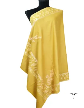 mustard tilla embroidery pashmina shawl 8399