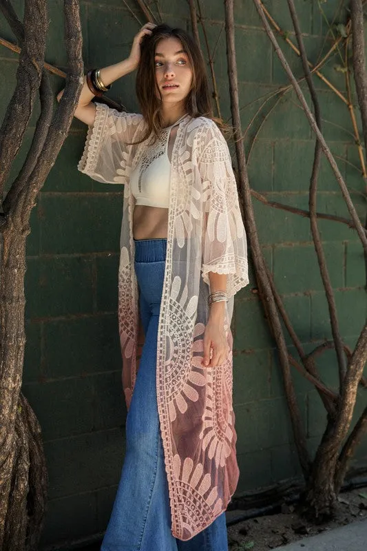 Ombre Bohemian Lace Kimono available in multiple colors