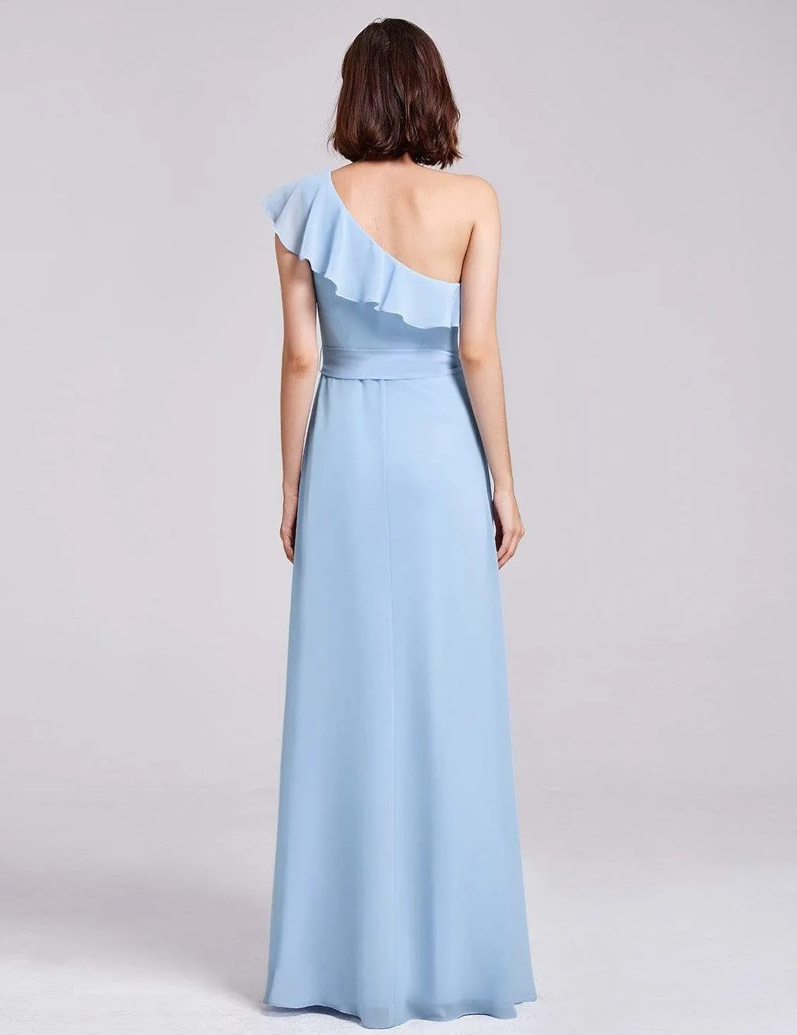 One Shoulder Ruffles Long Bridesmaid Dress