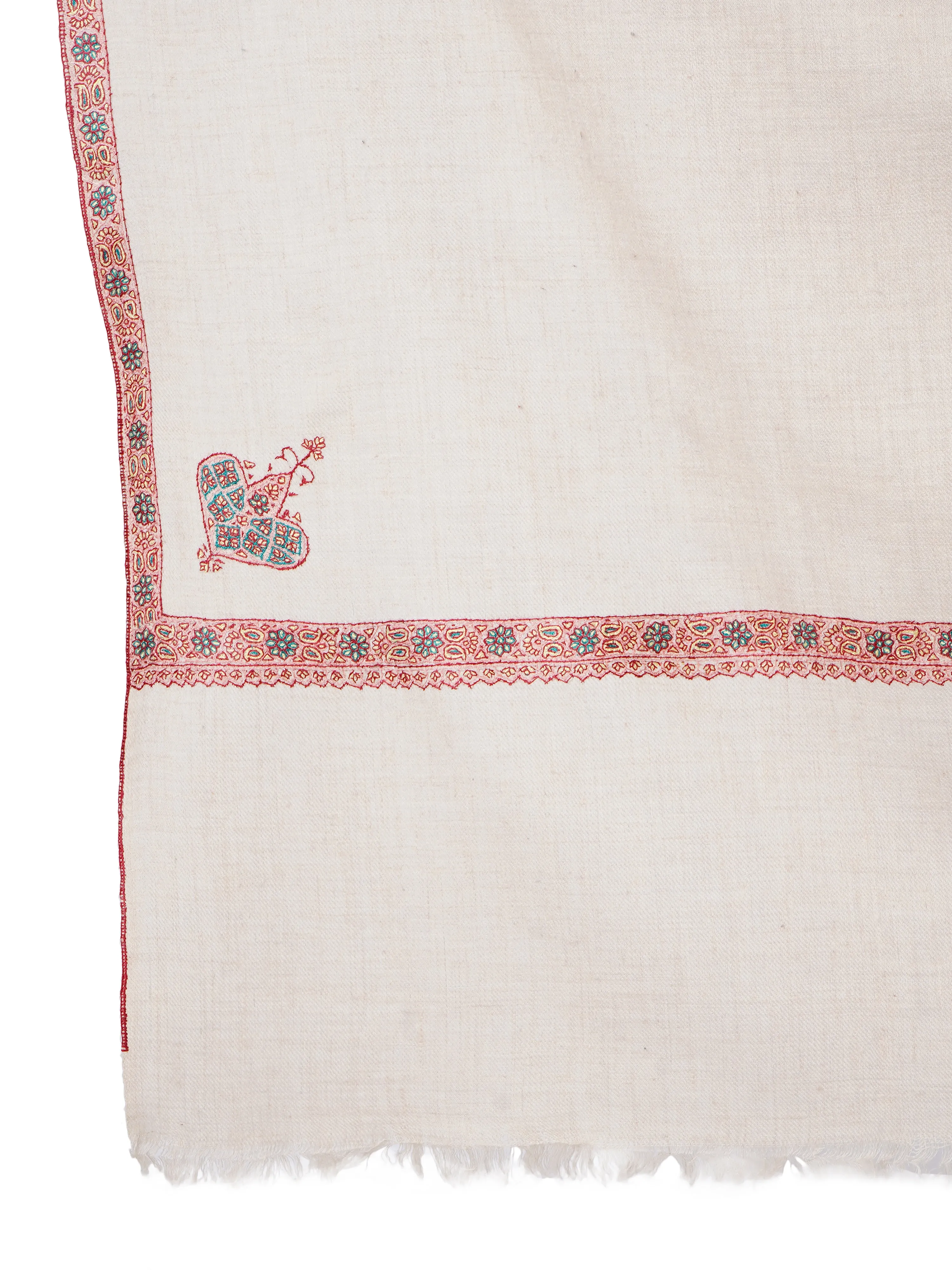 Pashmina Shawl with Elegant Hand Embroidery in Red Hues - Light Toosh