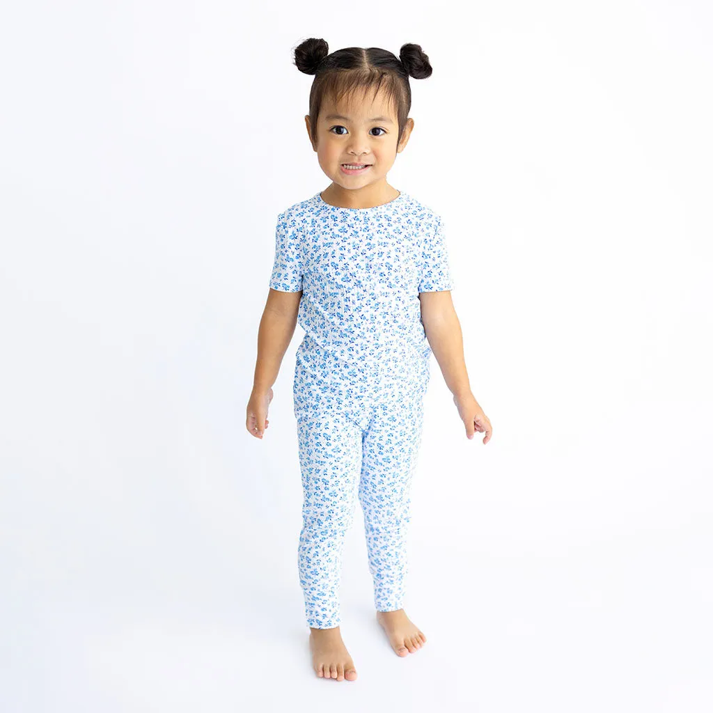 Posh Peanut Basic Short Sleeve Loungewear Kids Pajama & Pants in Andina