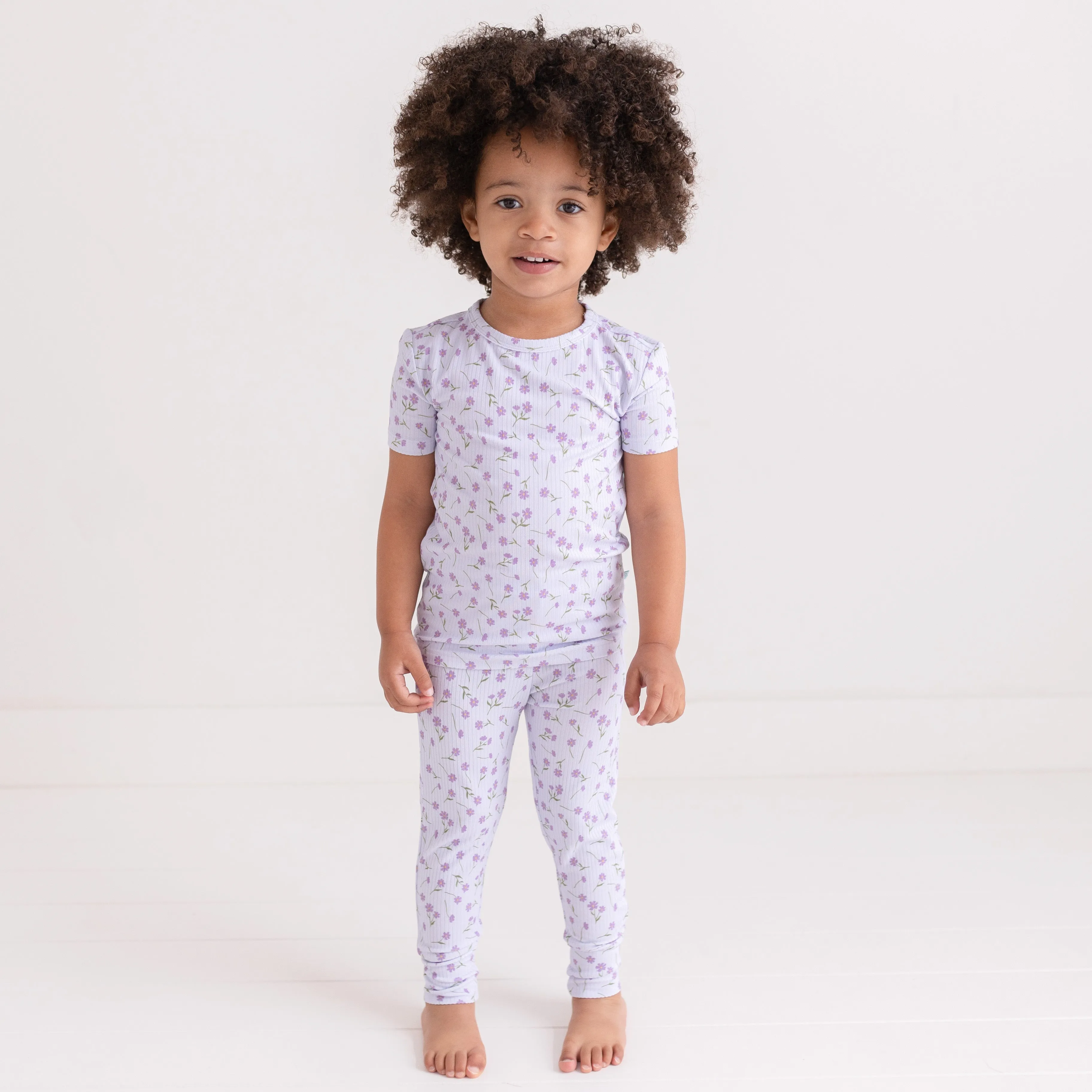 Posh Peanut Basic Short Sleeve Loungewear Kids Pajama & Pants in Jeanette