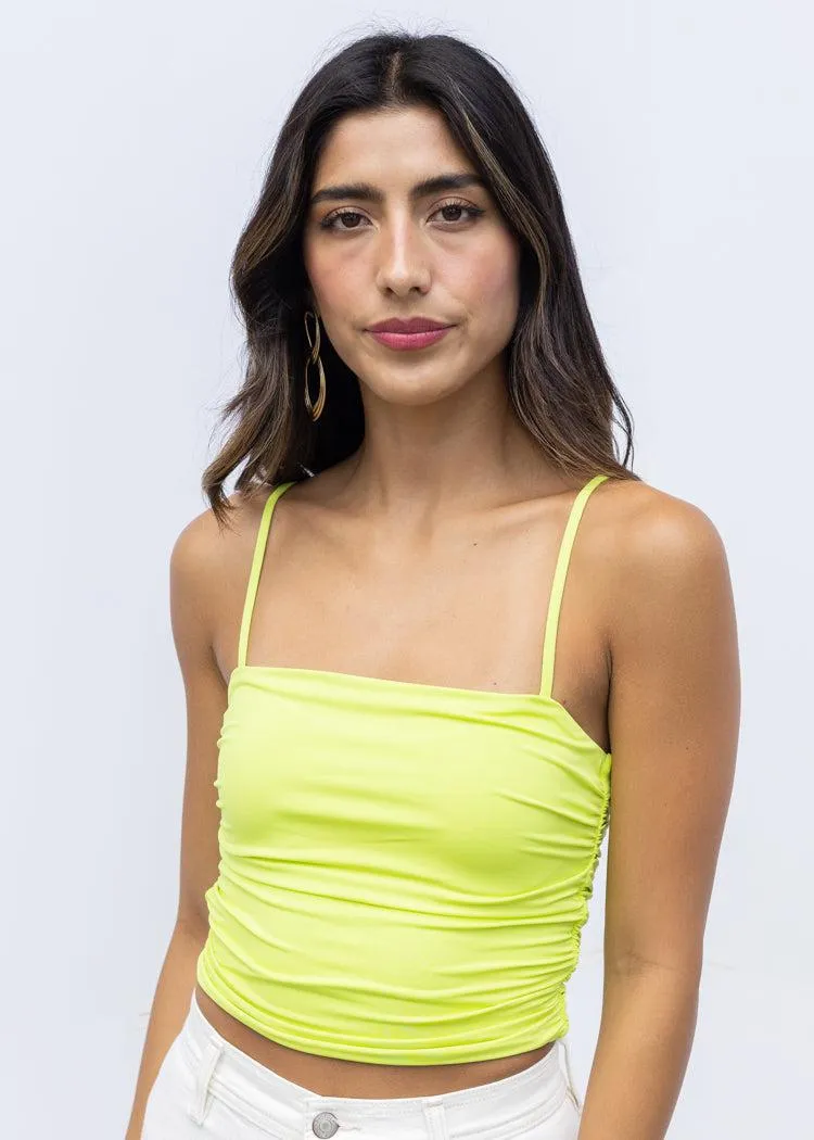 RD Style Riyan Ruched Tank - Sunny Lime ***FINAL SALE***