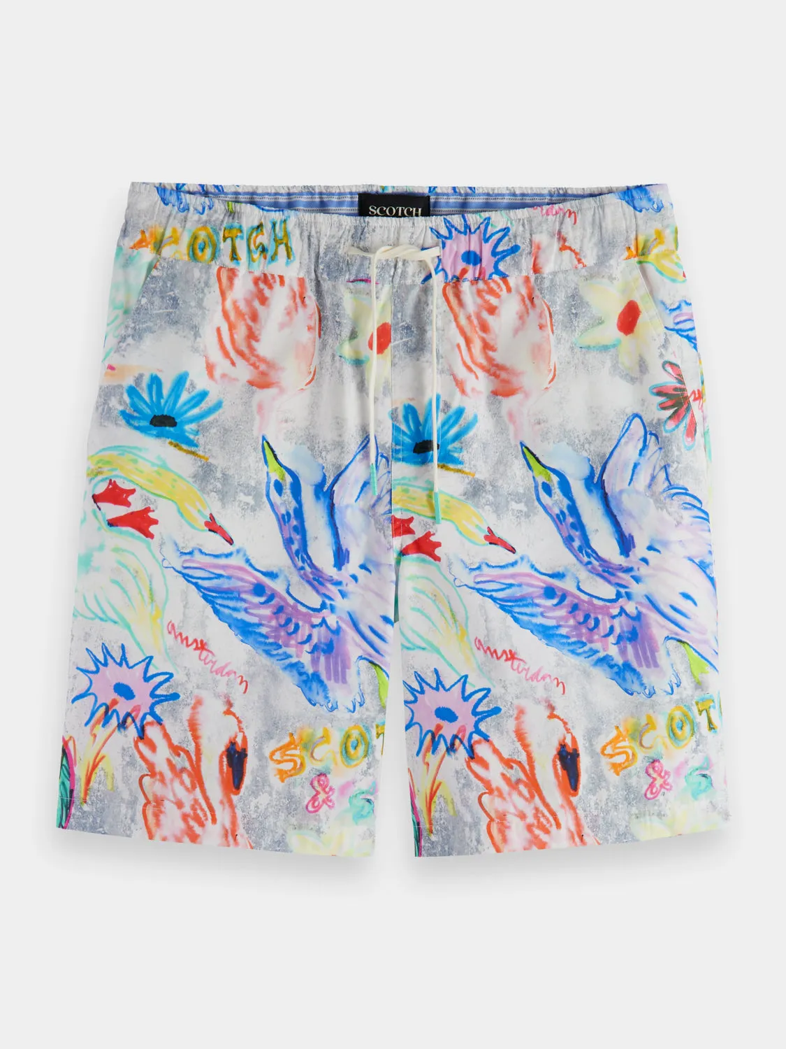 Relaxed-fit printed shorts