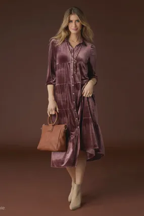 Romanced Imagined Velour Dress | Plum