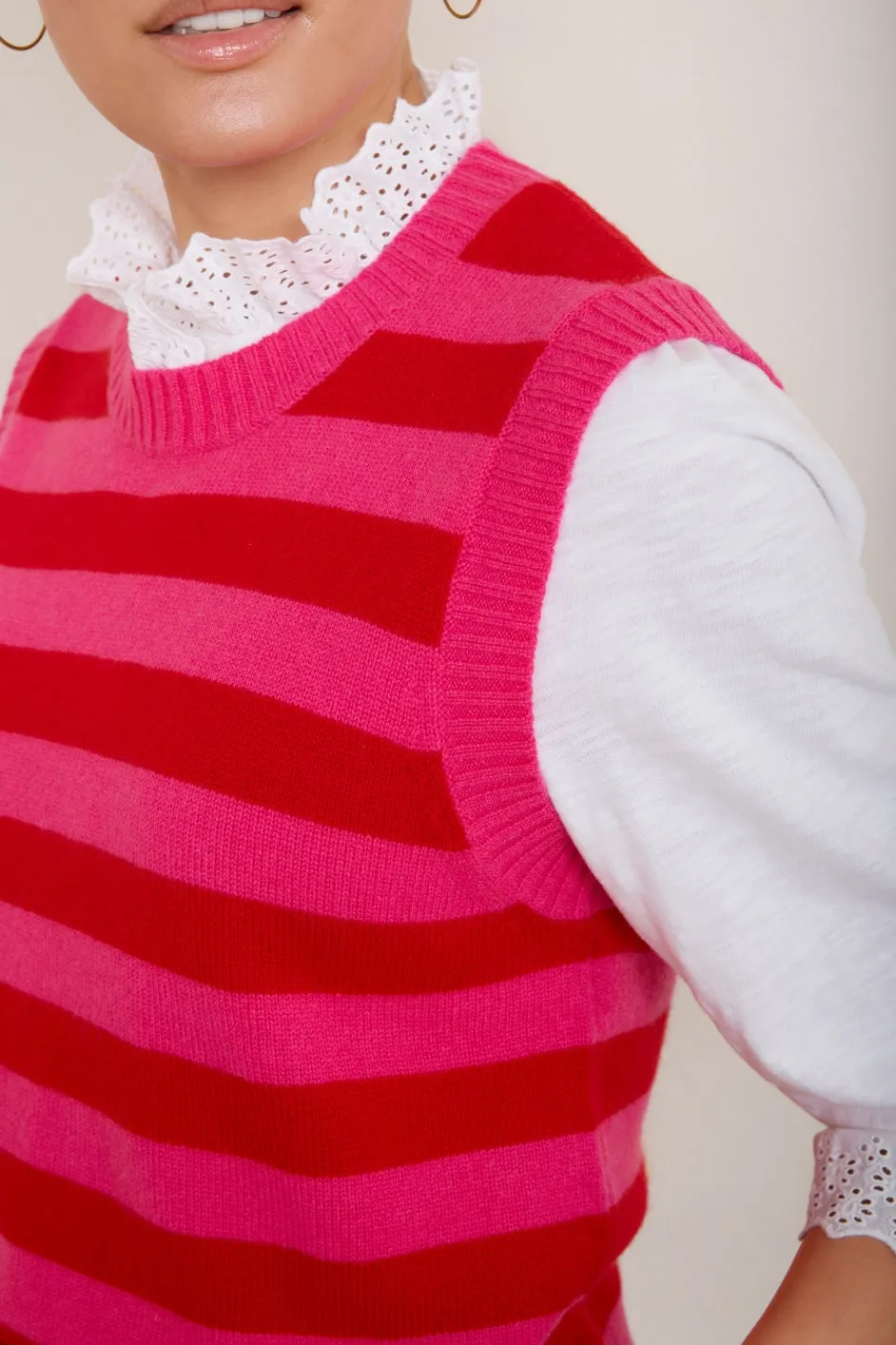 Rosa Tank - Pink/Poppy Red Stripe