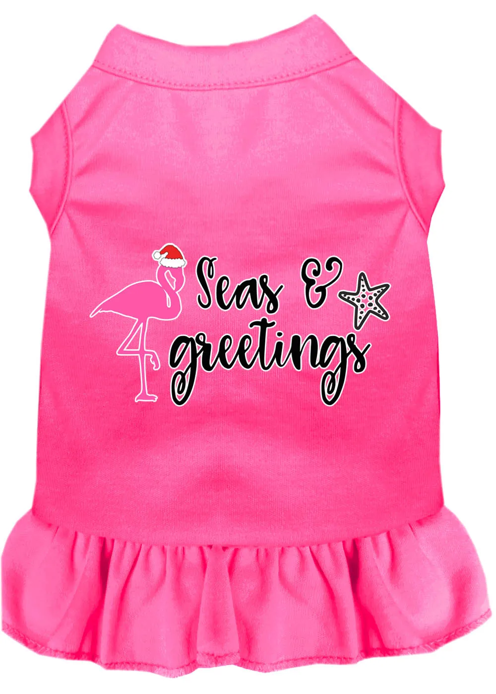 Seas And Greetings Screen Print Dog Dress Bright Pink Med