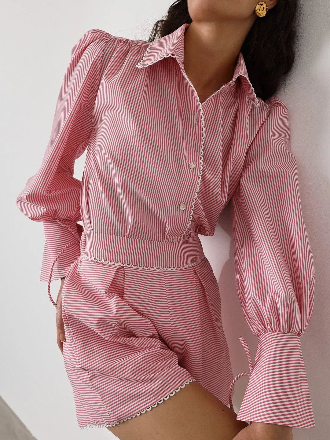 Sienna Striped Contemporary Shirt | Red/White