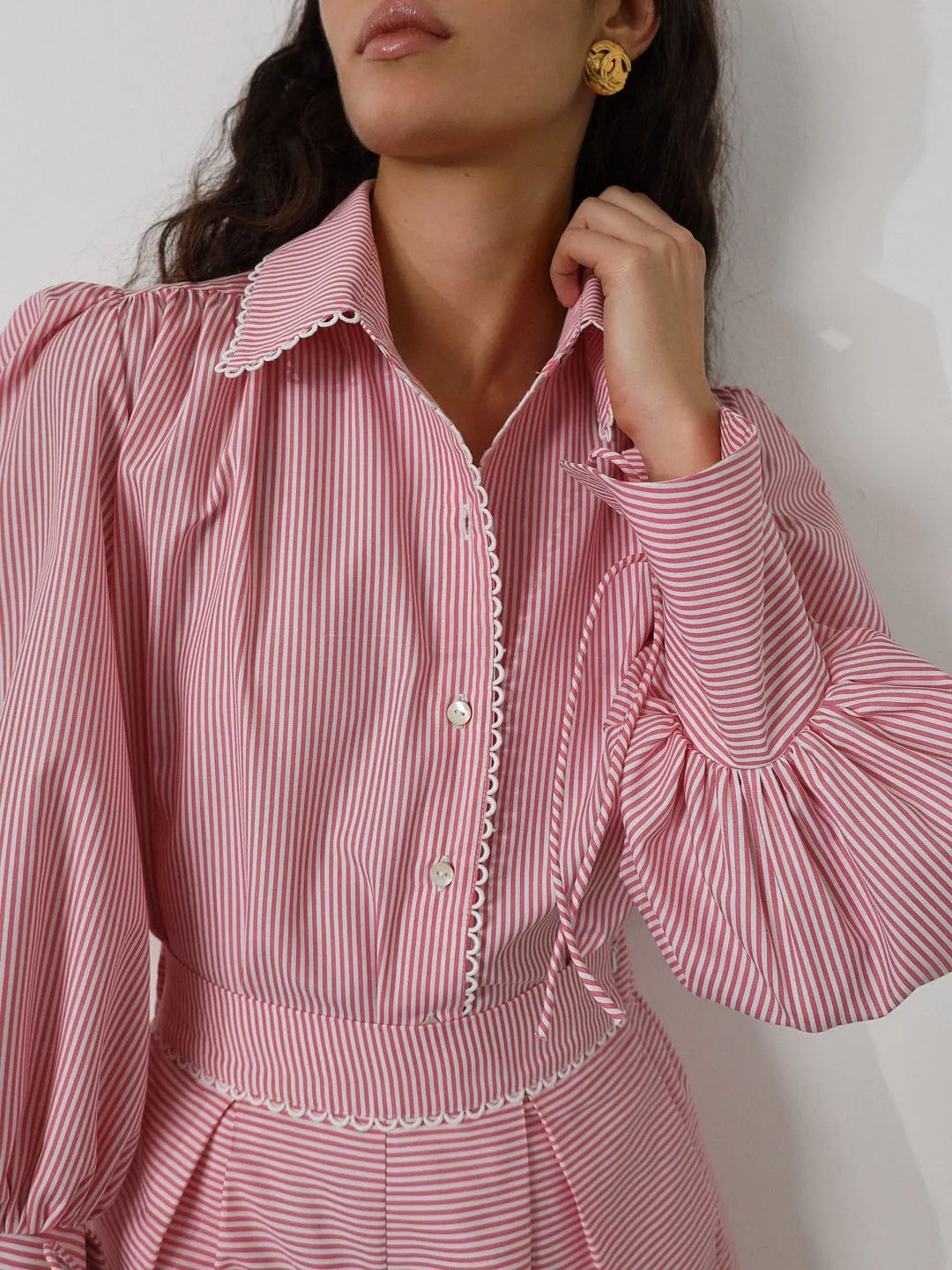 Sienna Striped Contemporary Shirt | Red/White