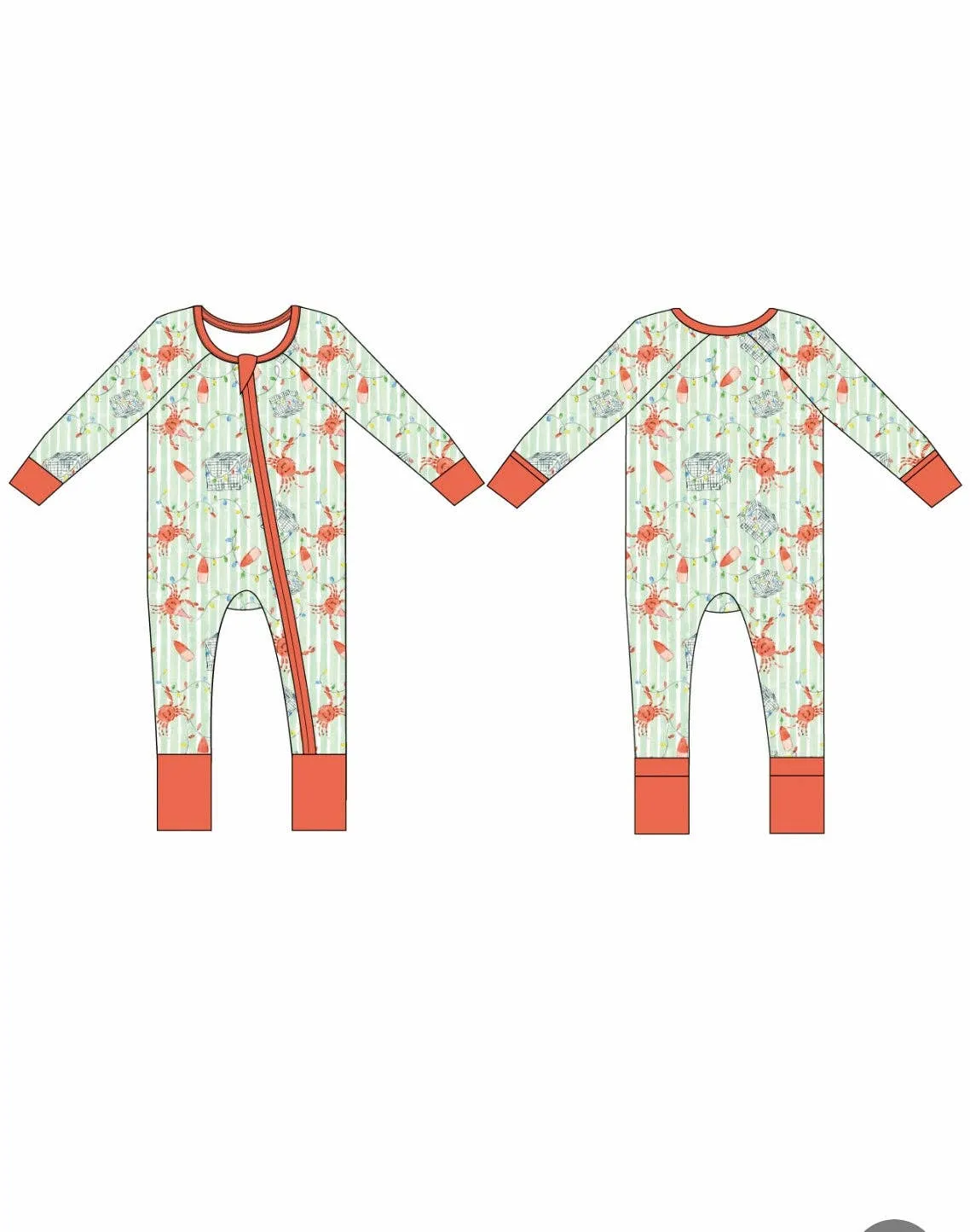 Sweet Bay Clothing - Crab Trap Christmas Zipper Onesie