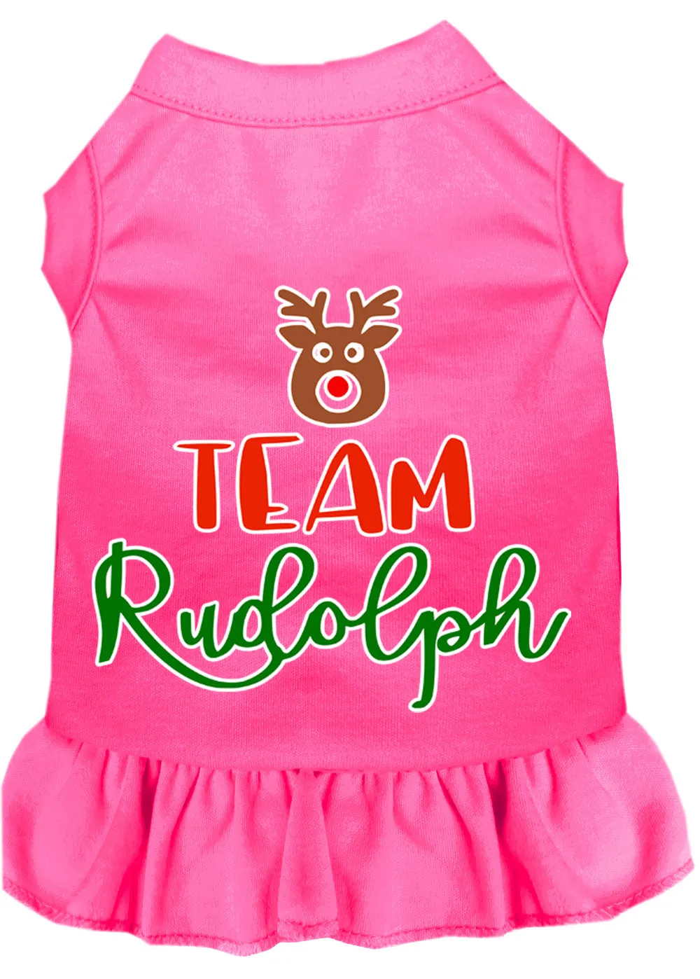 Team Rudolph Screen Print Dog Dress Bright Pink Xxl