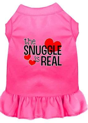 The Snuggle Is Real Screen Print Dog Dress Bright Pink Lg