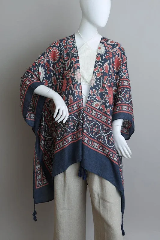 Touch of Morocco Tapestry Tassel Kimono available in multiple colors