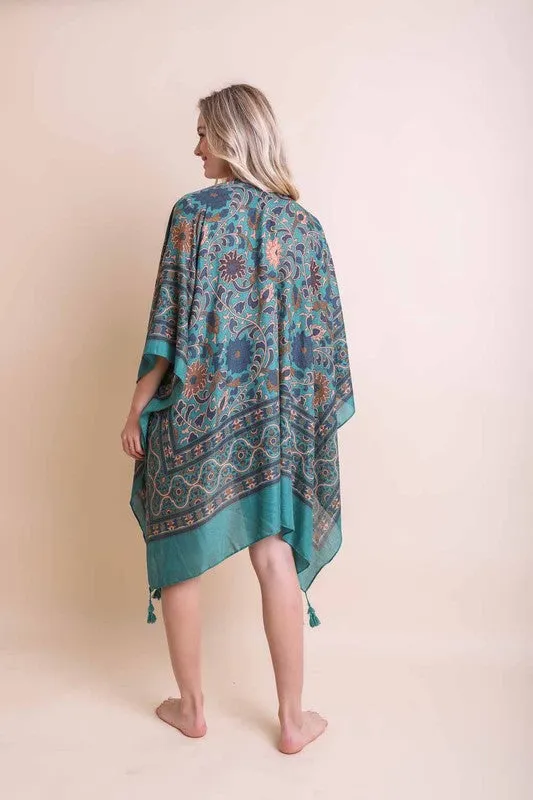 Touch of Morocco Tapestry Tassel Kimono available in multiple colors