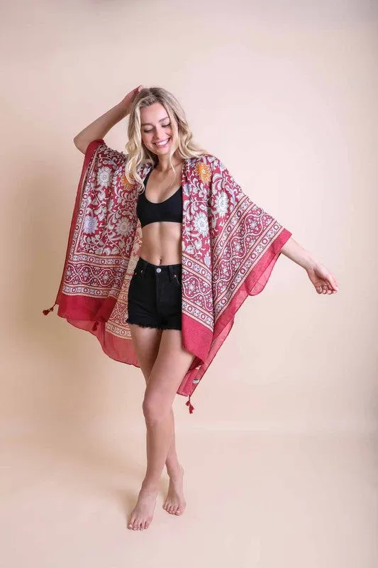 Touch of Morocco Tapestry Tassel Kimono available in multiple colors