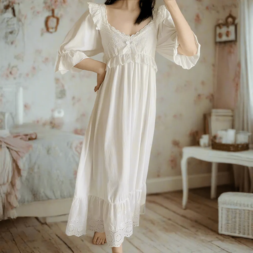 Victorian White Cotton Night Dress S-XL