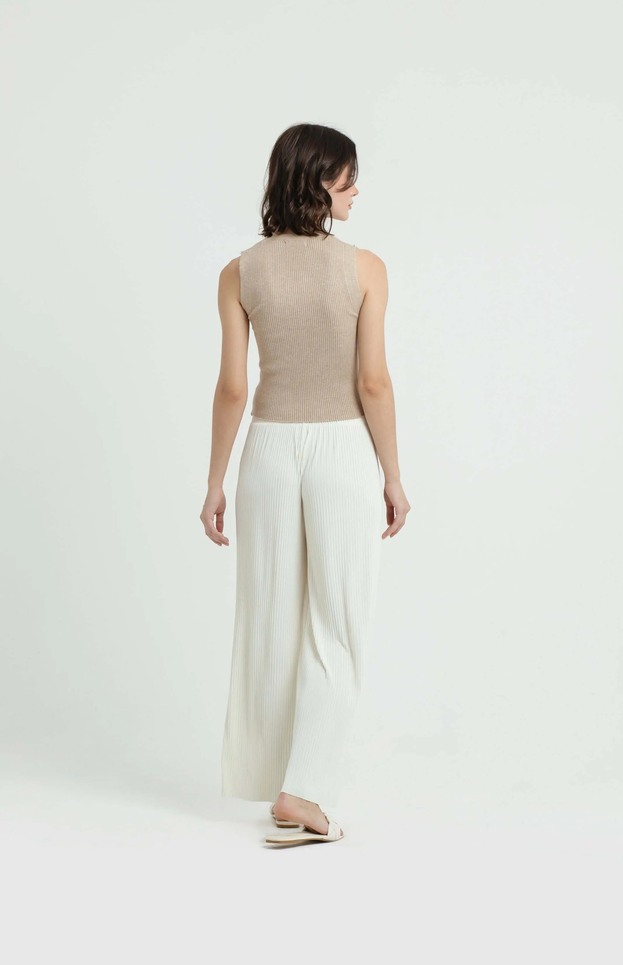 White Easy Pleated Pants