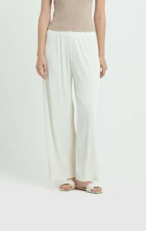 White Easy Pleated Pants