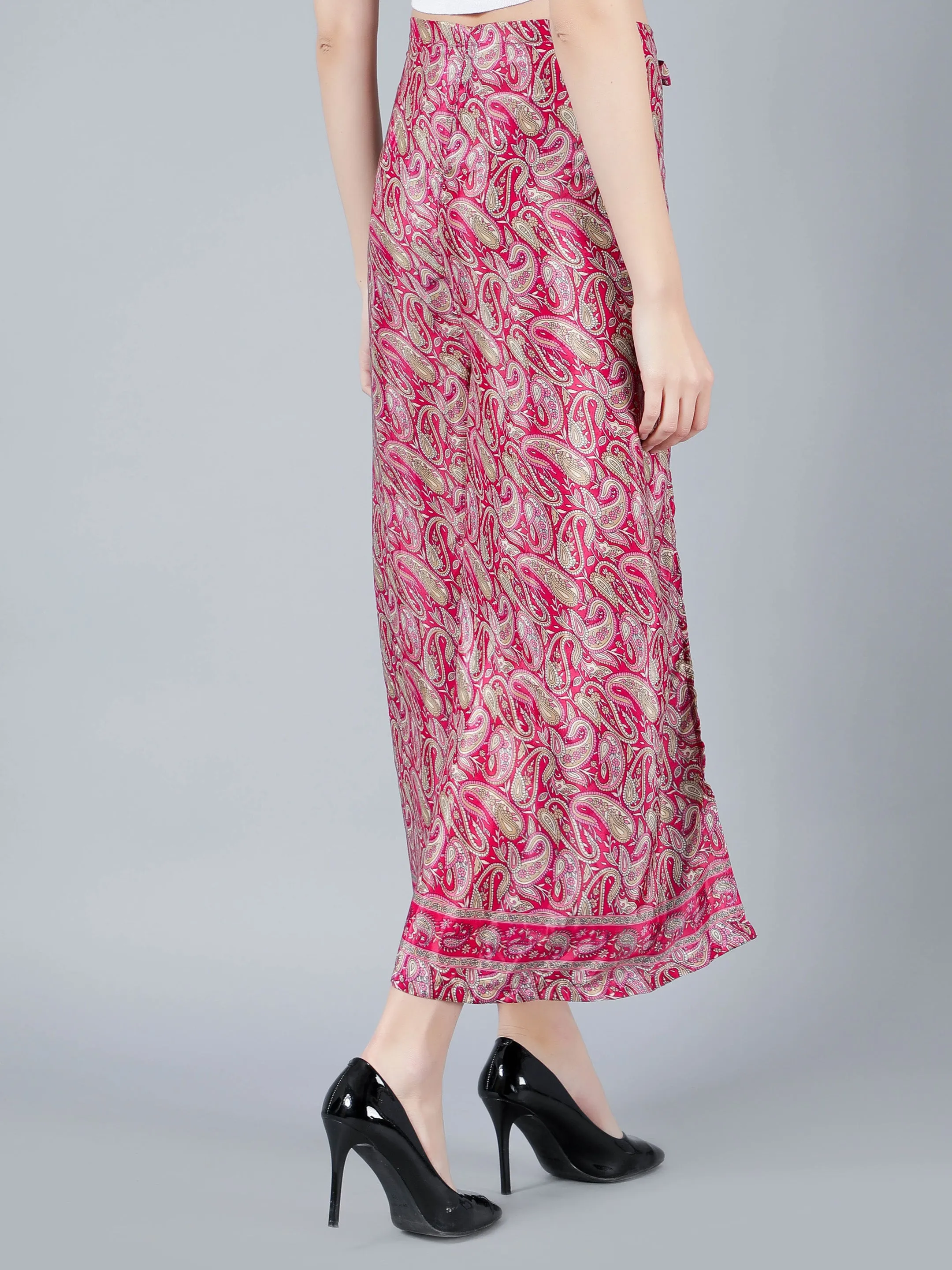 Women Maroon Printed Tie Wrap Pant