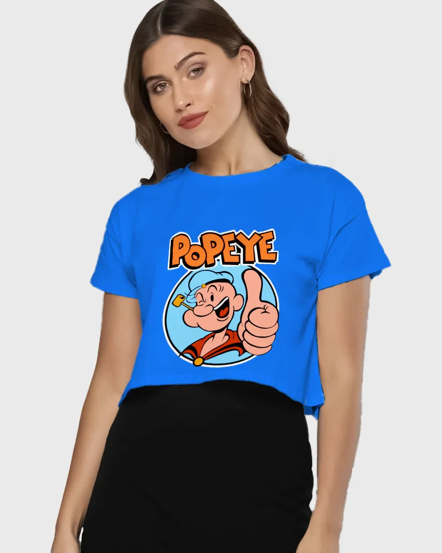 Womens Cropped TShirt Cartoon Popeye