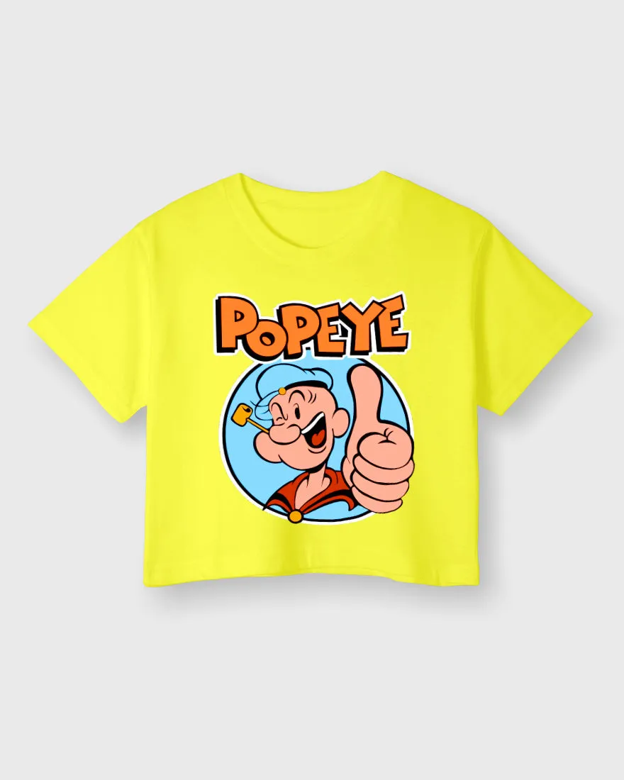 Womens Cropped TShirt Cartoon Popeye