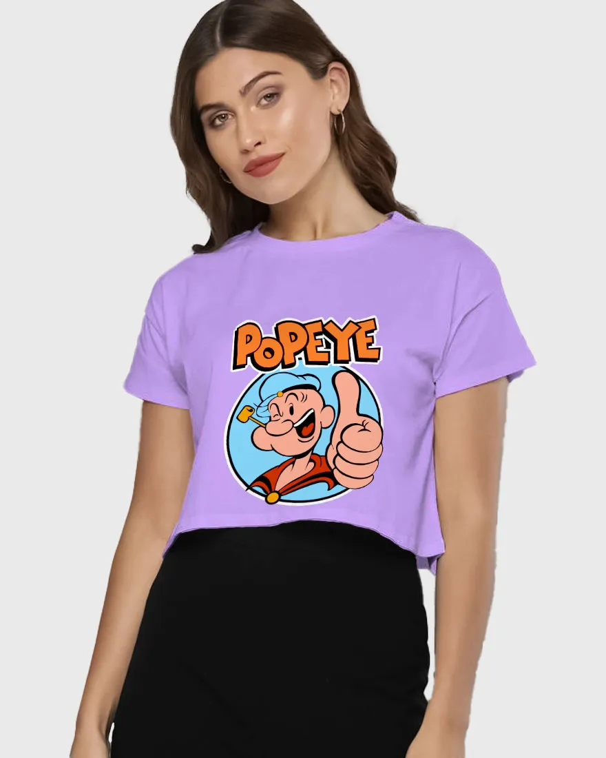 Womens Cropped TShirt Cartoon Popeye