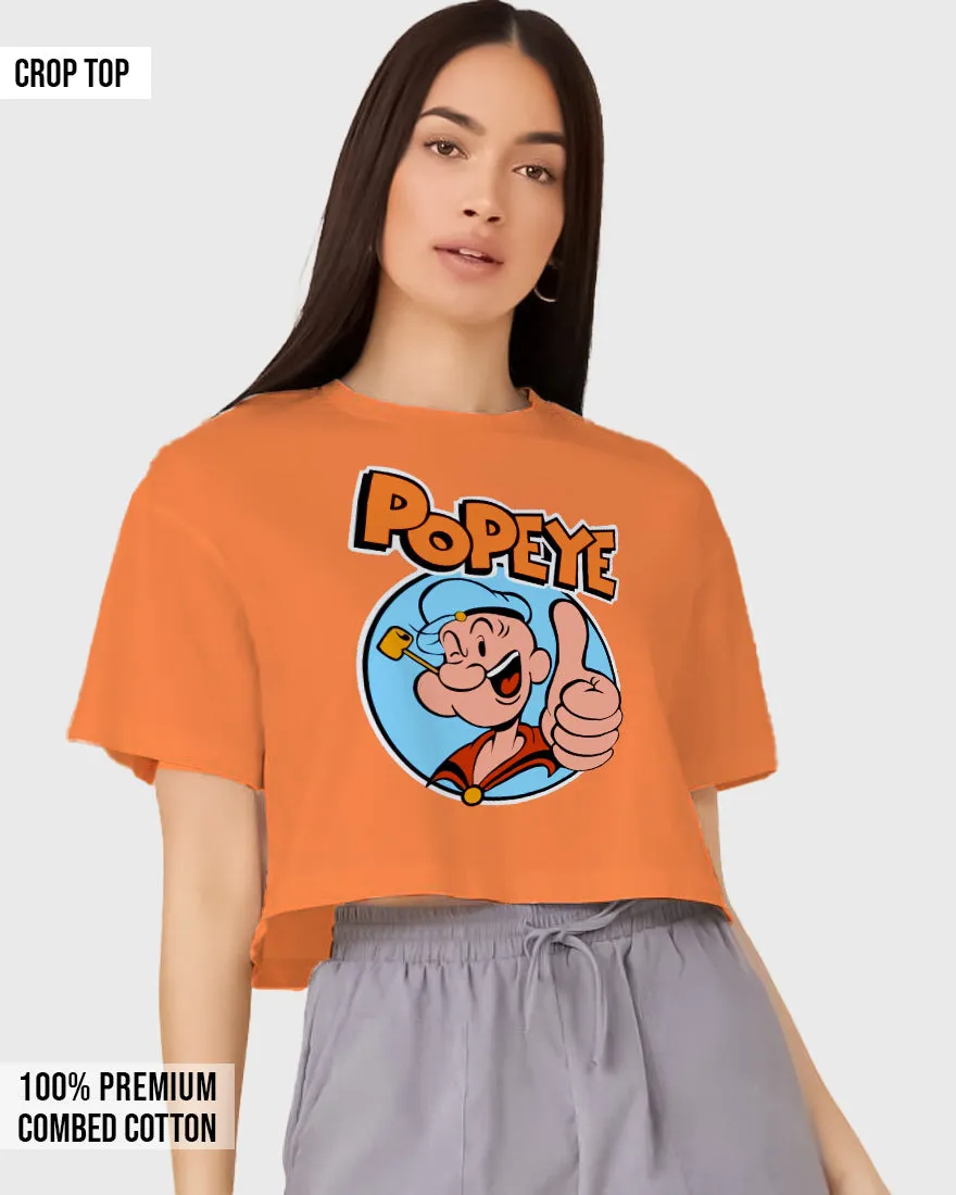 Womens Cropped TShirt Cartoon Popeye