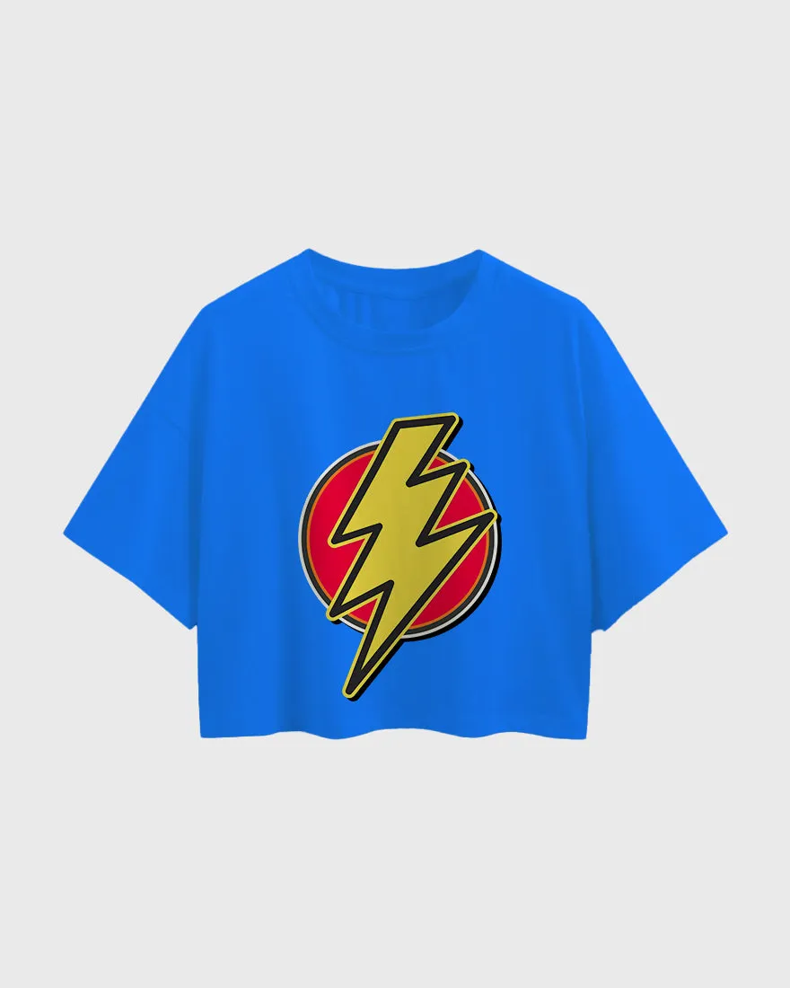 Womens Oversized Cropped TShirt Movies Flash Logo2