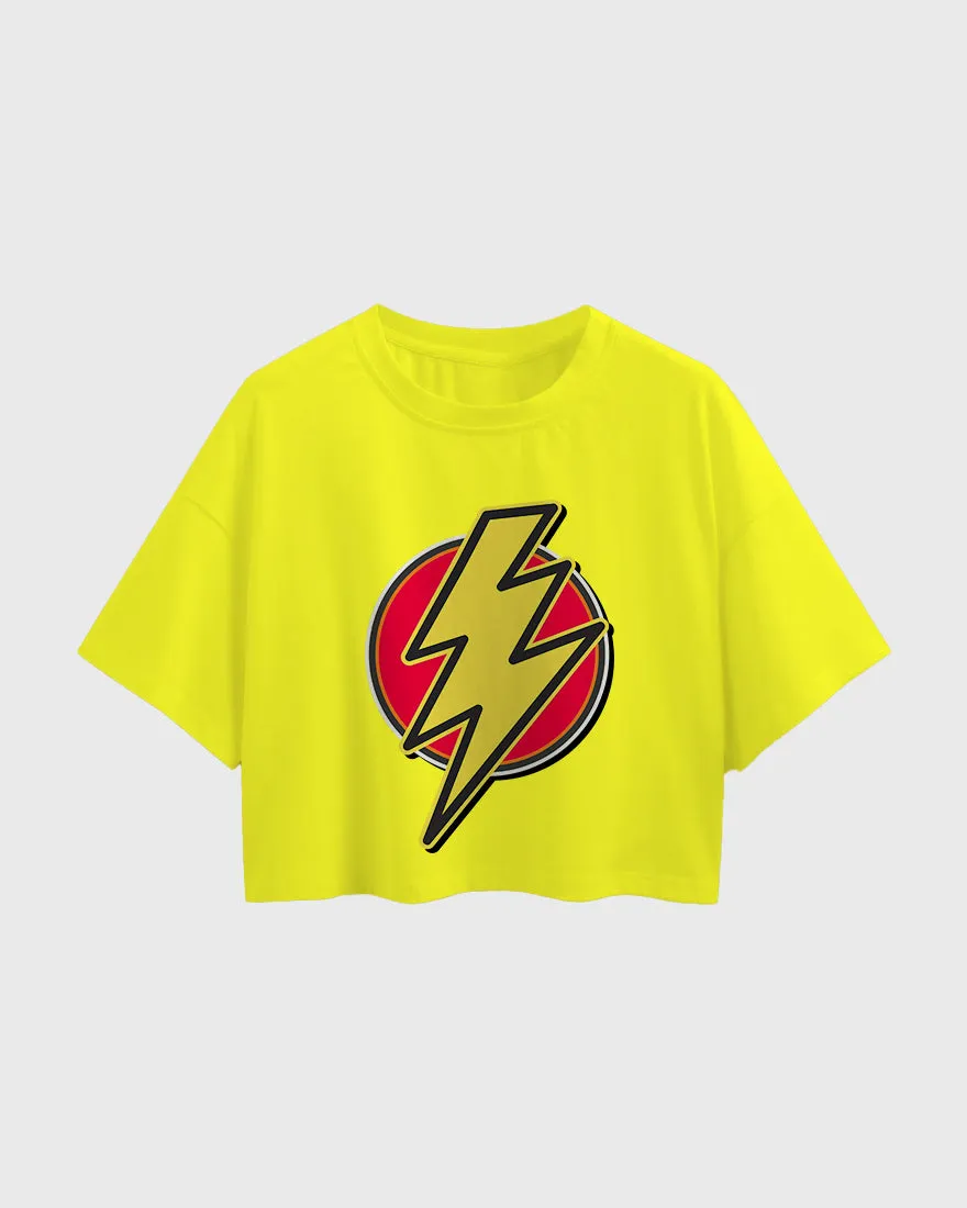 Womens Oversized Cropped TShirt Movies Flash Logo2