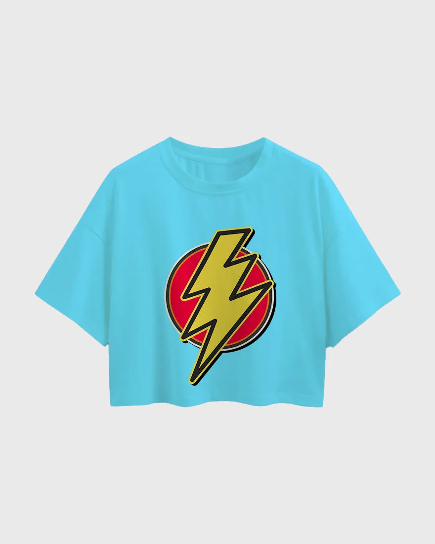 Womens Oversized Cropped TShirt Movies Flash Logo2