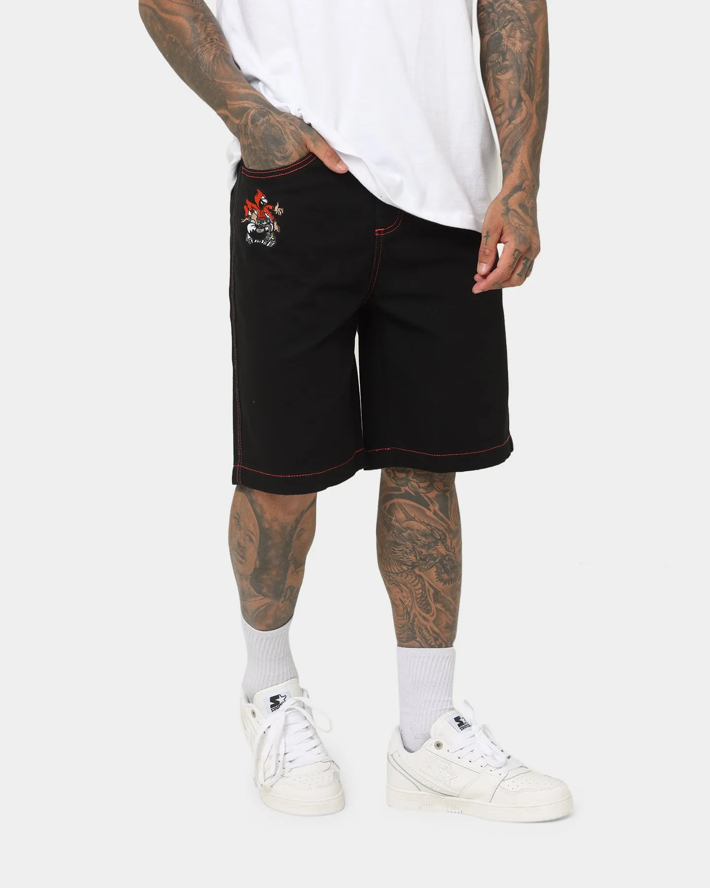 X-Large Scratch Man Shorts Black Denim