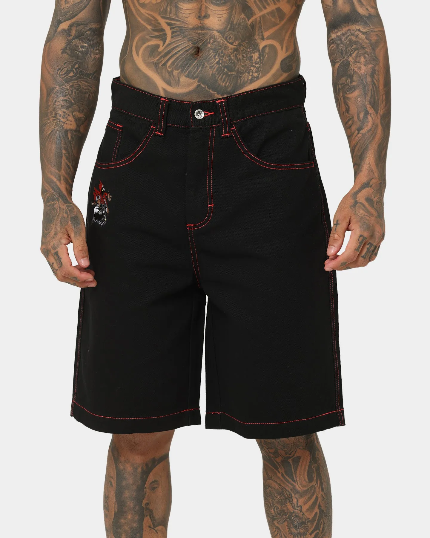 X-Large Scratch Man Shorts Black Denim